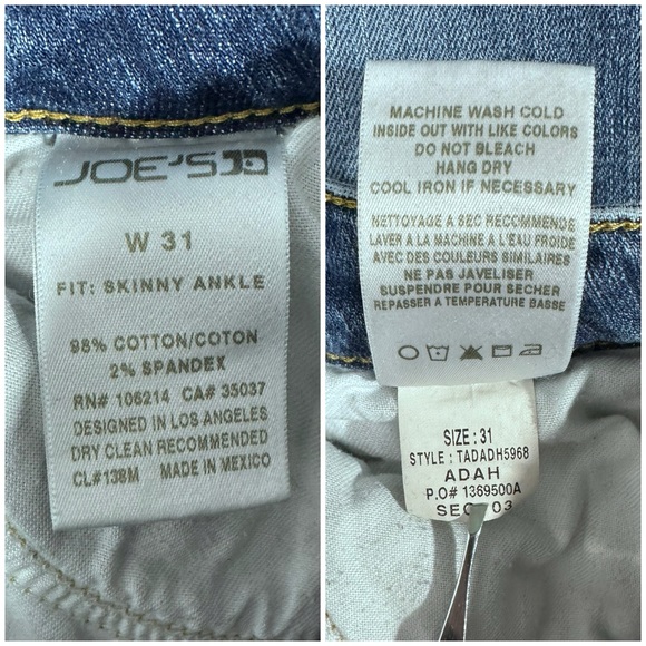 ⭐️Joe's Jeans The Skinny Ankle Raw Hem Jeans in Adah Wash [B78] - Picture 10 of 10